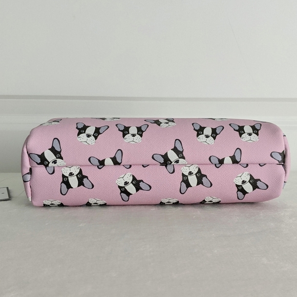 Boston Terrier Frenchie Small Cosmetic Pencil Case PVC Saffiano Pink NWT - Picture 10 of 14